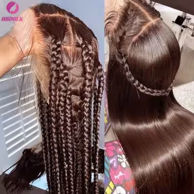 13x4 Lace Front Wig Human Hair Brown Straight 200 Density HD Transparent Lace Frontal Wigs Hair Lace Front Wig 1