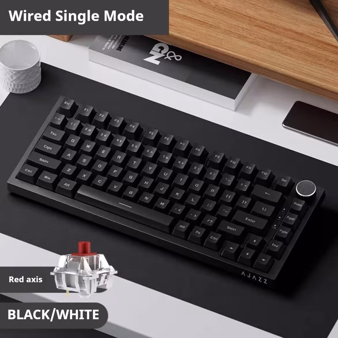 Ajazz AK820 Pro mechaninė žaidimų klaviatūra su Bluetooth, 2.4G ir laidiniu ryšiu, TFT ekranu