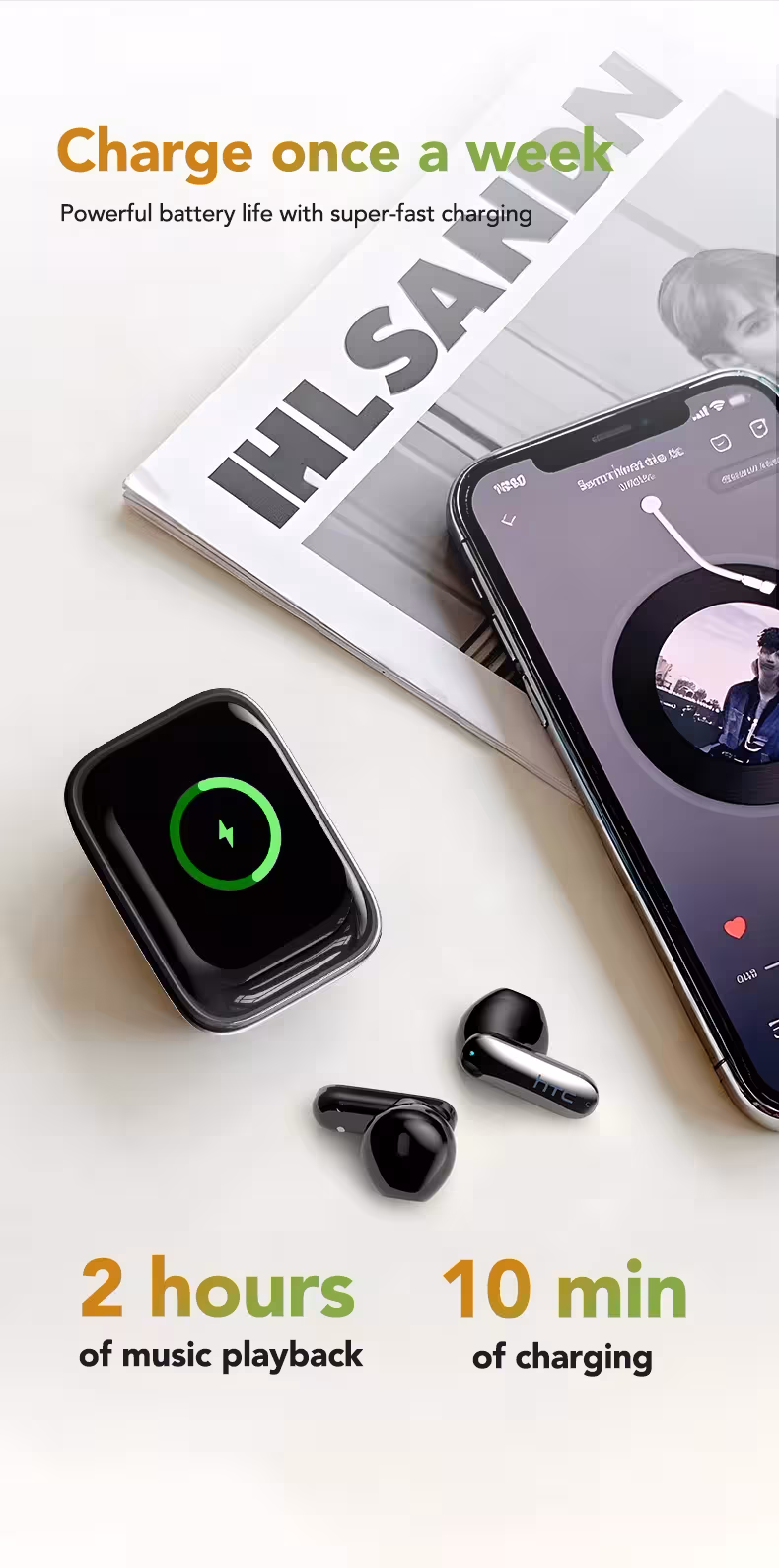 belaidės Bluetooth ausinės su ekranu