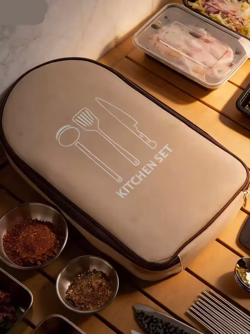 Portable camping kitchen set.