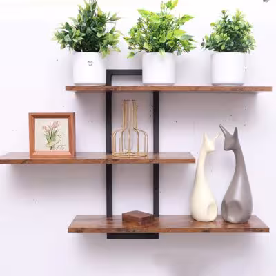 3 étagères murales en bois, étagère de rangement pour salle de bain, salon, chambre