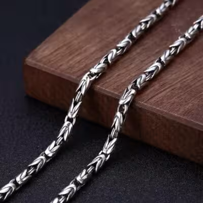 Colgante de plata de ley S925 para hombre, 6 mm de grosor, estilo retro, cadena con mantra de seis sílabas