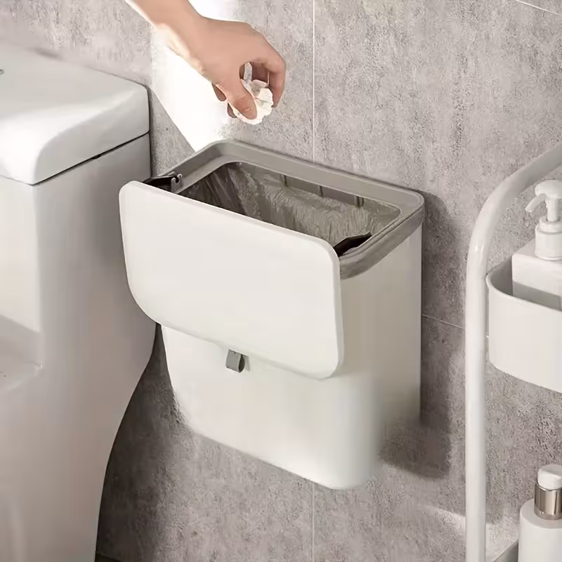 Porta cestino da parete per cucina, salvaspazio, plastica bianca