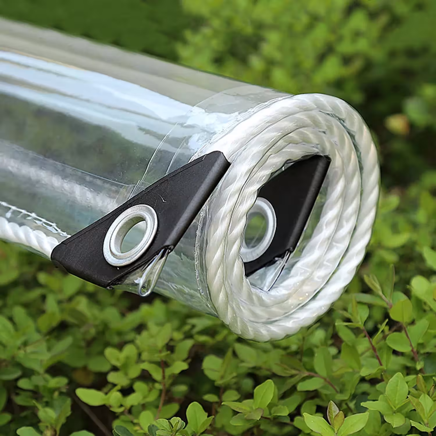 Waterproof transparent PVC awning cover with loops, foldable, 0.3mm, for outdoor furniture