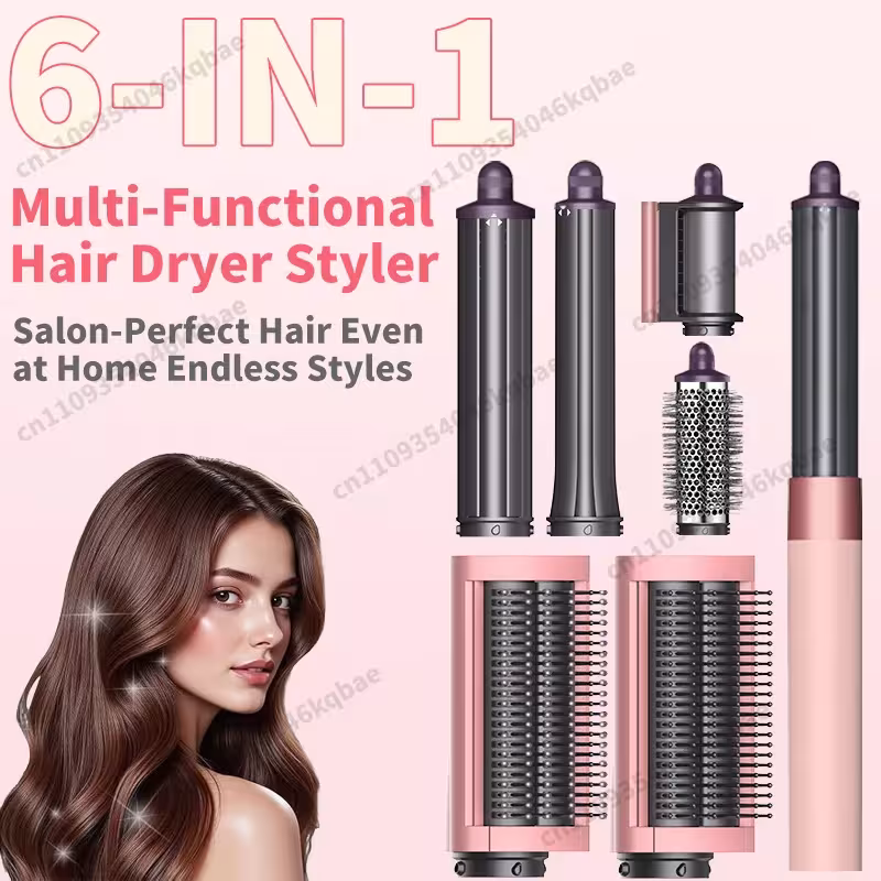 Appareil de coiffure multifonction 6 en 1 avec ionisation et accessoires bouclants