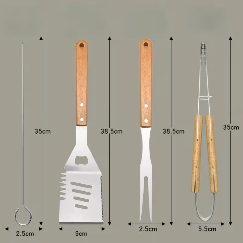 juego de utensilios para barbacoa de camping