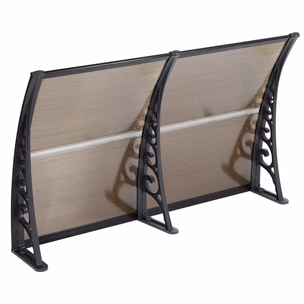 Clear arched canopy for doors, brown color