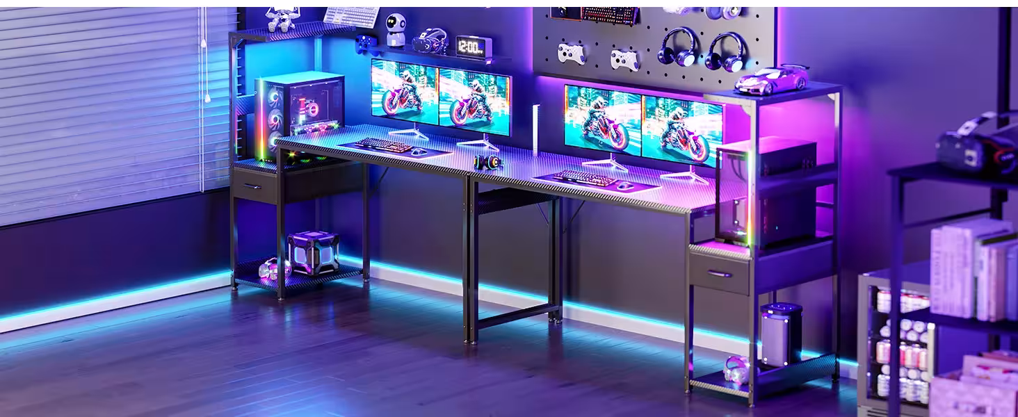 escritorio para juegos con iluminación LED