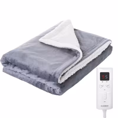 Electric Blanket Throw, Flannel heated blanket Blanket With 9 Heating Levels And 5h Auto Off Timer, Machine Washable Electric 1