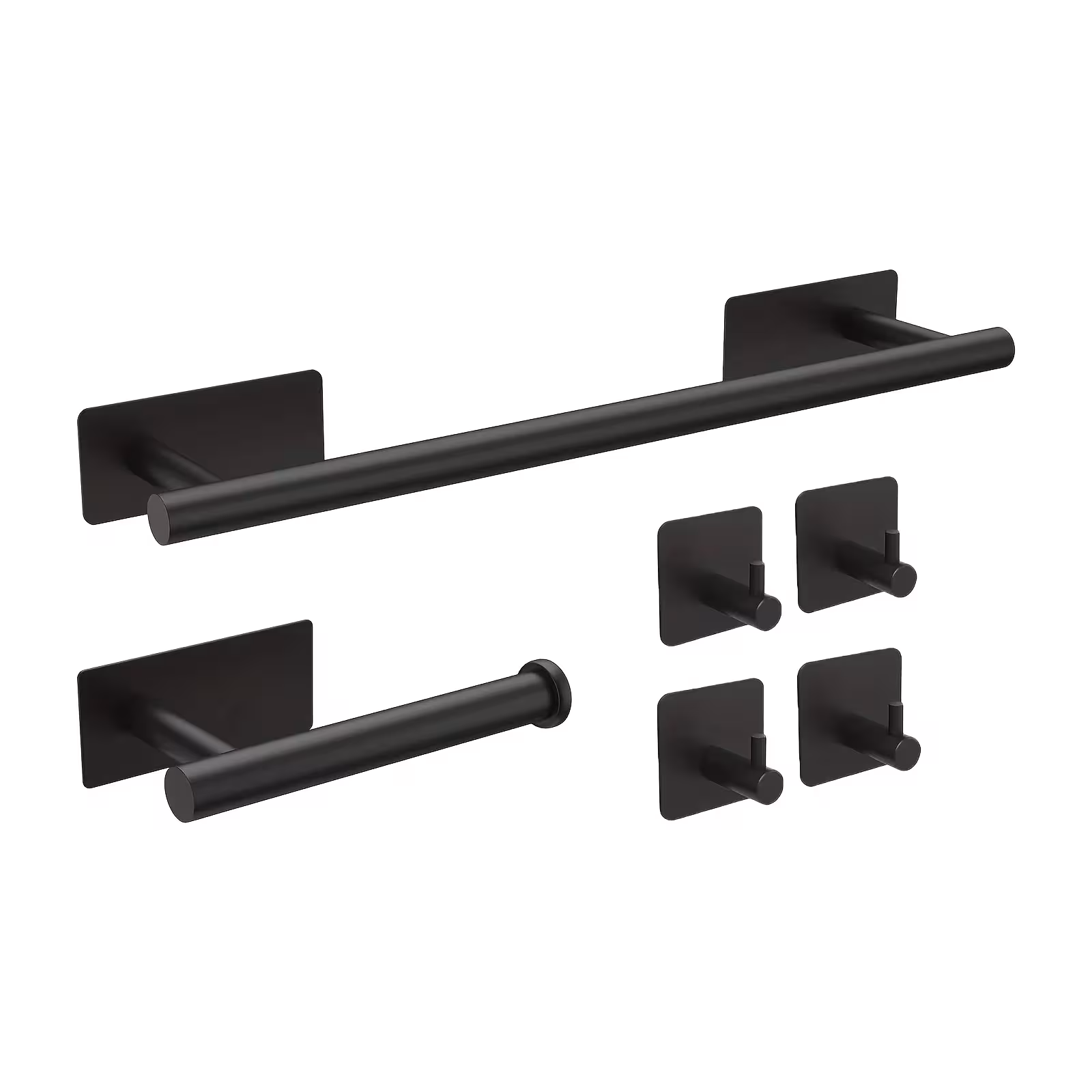 Stainless steel bathroom accessory set, 6 pieces, no drilling required