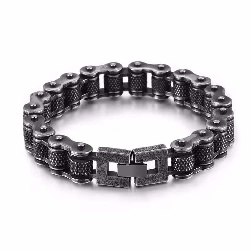 Vintage motorcycle chain bracelet for men and women made of stainless steel.