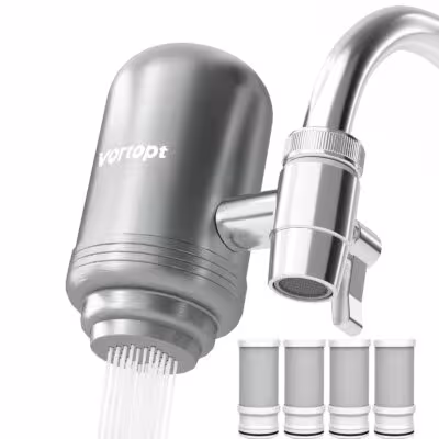 HOMEFISH Stainless Steel Faucet Tap Water Filter Purifier System, NSF Certified Reduces Lead, Chlorine & Bad Taste Kitchen 1
