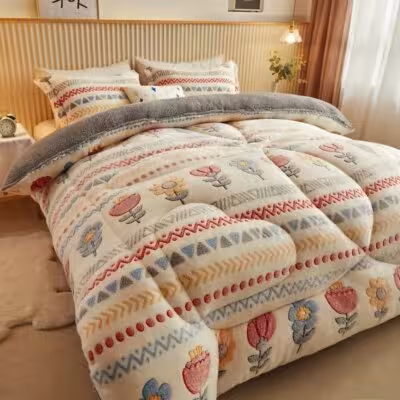 Bohemian Style Thick Warm Winter Blankets for Bed King Queen Size Snowflake Velvet Comforter Floral Pattern Weight Plush Blanket 1