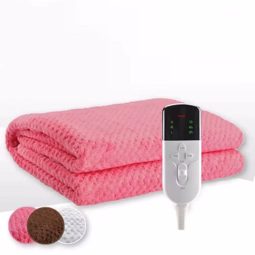 Electric heated blanket 150x80cm, double-layer flannel, 3 levels, timer 220V