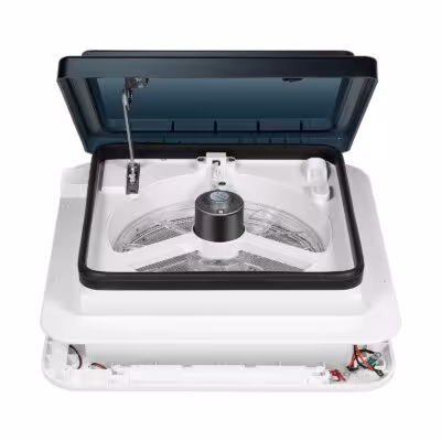 12V RV Ventilation Exhaust Fan, 28*28cm RVs Ventilation Caravan Air Exchange Fan Skylight LED Light Roof for Vent Camper 1