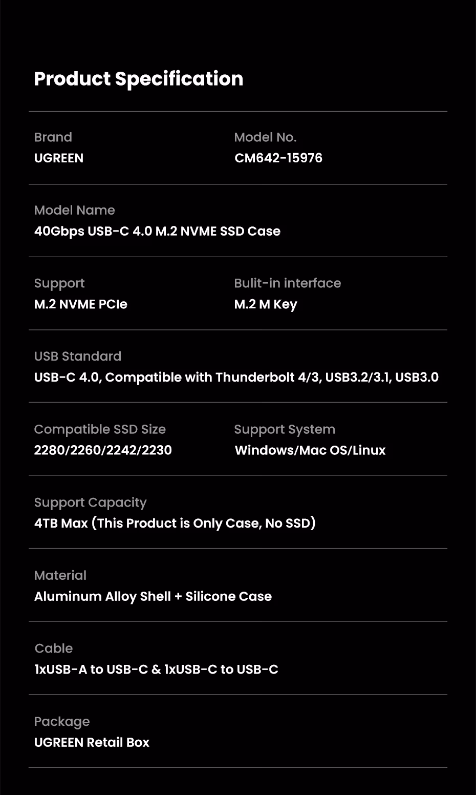 M.2 NVMe SSD enclosure