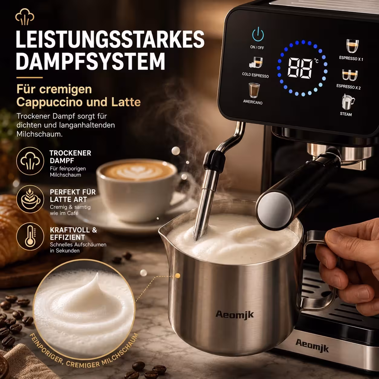 Espresso coffee machine with touch screen
