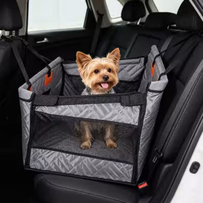 Breathable Mesh Dog Car Seat Foldable Quilted Pet Booster Travel Carrier Safety Car Basket for Puppy Small Dogs 1