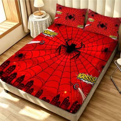3pcs Spider Animal Printed Coreless Bed Sheet Summer Set Multi Size Comfortable Bedding Decoration Machine Washable 1