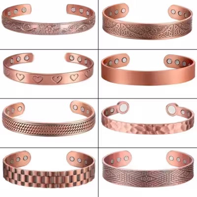 Pulsera magnética de cobre puro para hombres y mujeres, de tamaño ajustable, para el dolor articular