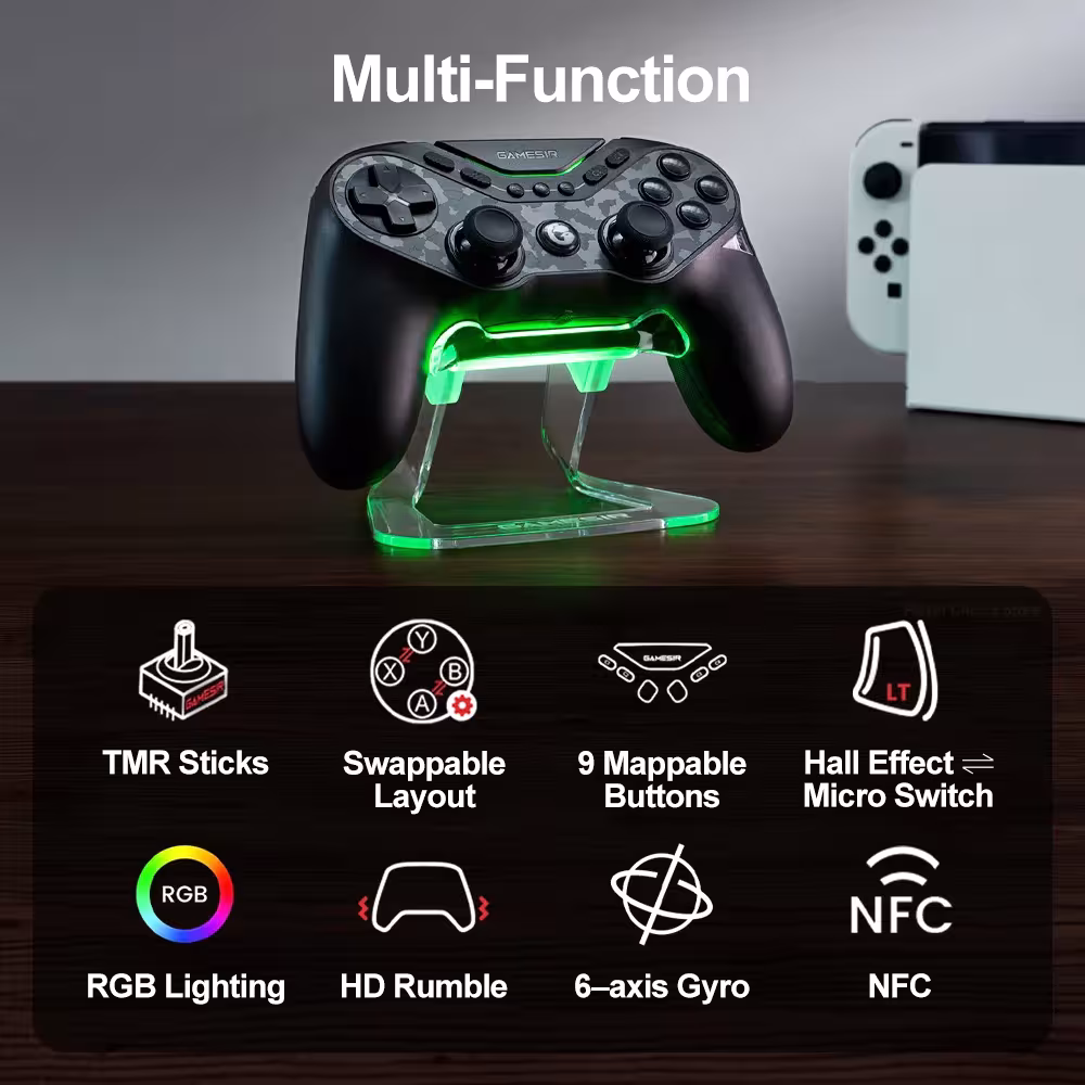 GameSir Tarantula Pro wireless game controller for Nintendo Switch, PC, Android, iOS with TMR sticks and NFC.