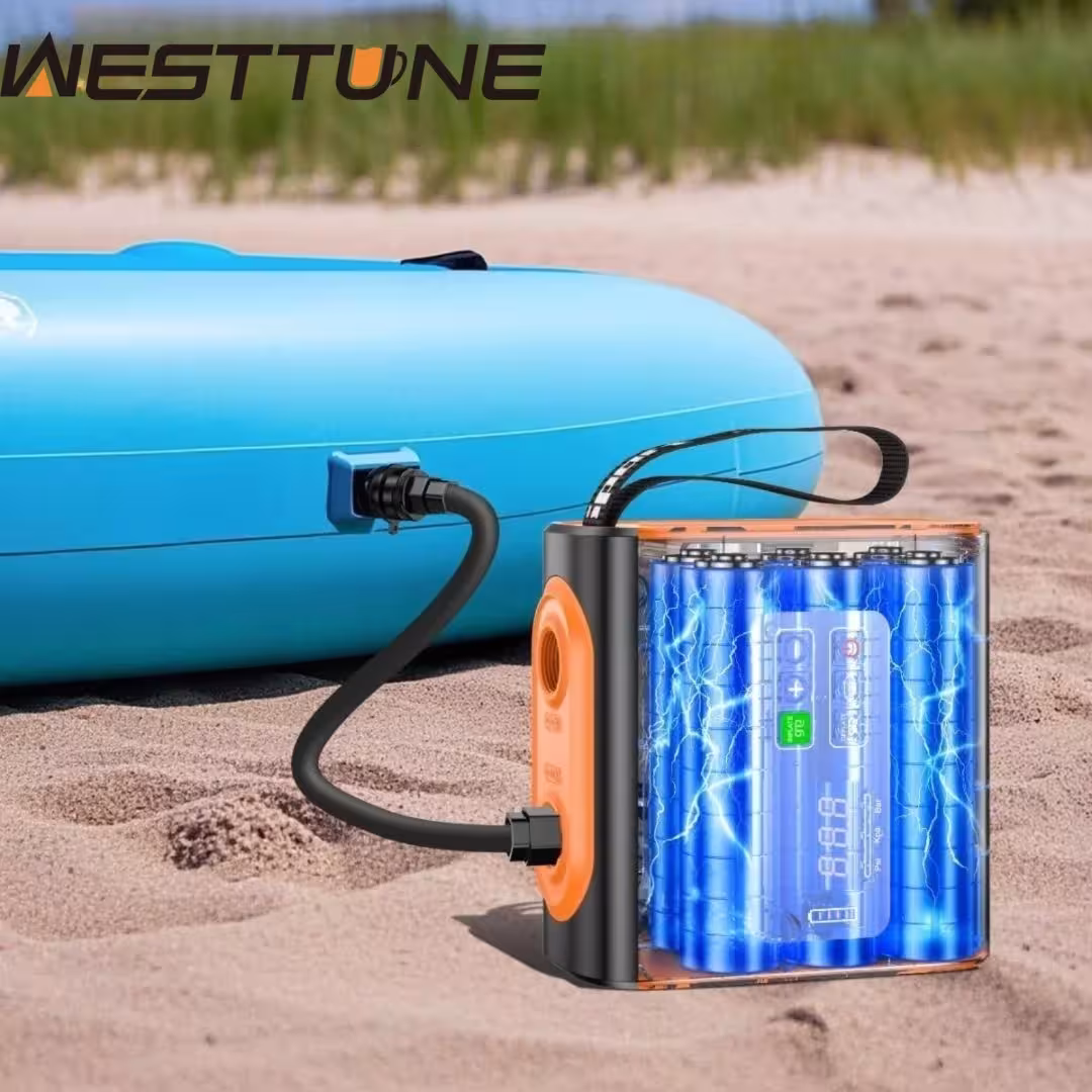 Wireless portable electric air pump with inflation and deflation function for mattresses.