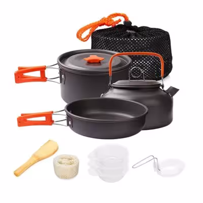 Camping Cookware Kit Outdoor Cooking Set Aluminum Equipment Outdoor Pot Travel Tableware Kitchen Hiking Picnic BBQ 1