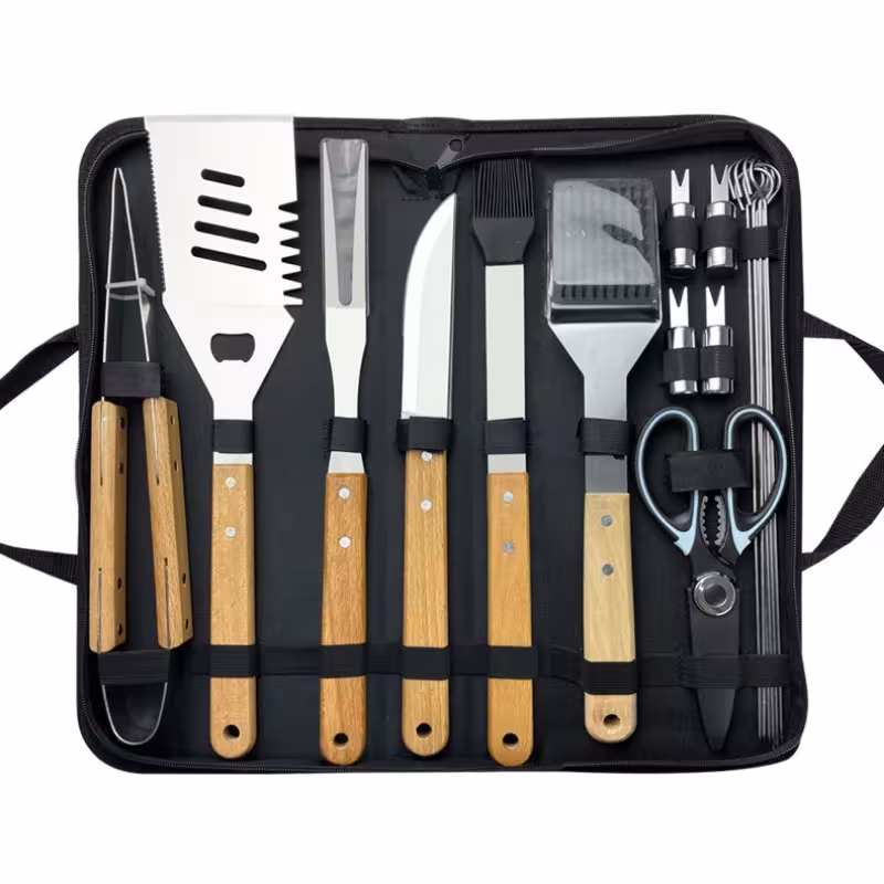 juego de utensilios para barbacoa de camping