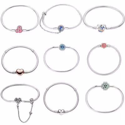 Bracciale in argento 925 con chiusura a cuore e catena a serpente, gioiello da donna