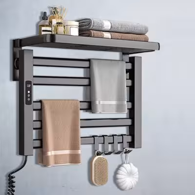 Bathroom Electric Towel Rack Digital Display Temperature Time Control Towel Warmer Rail Smart Home Heated Towel Bar Aluminum 1