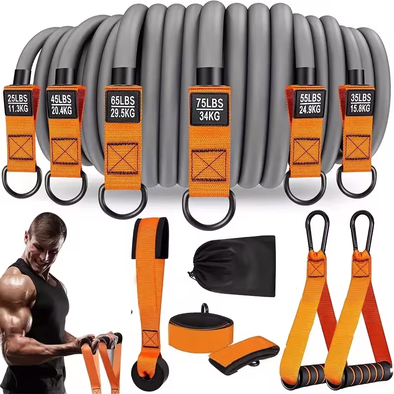 Widerstandsband mit Griff für Muskelaufbau, Krafttraining, Körperformung und Yoga