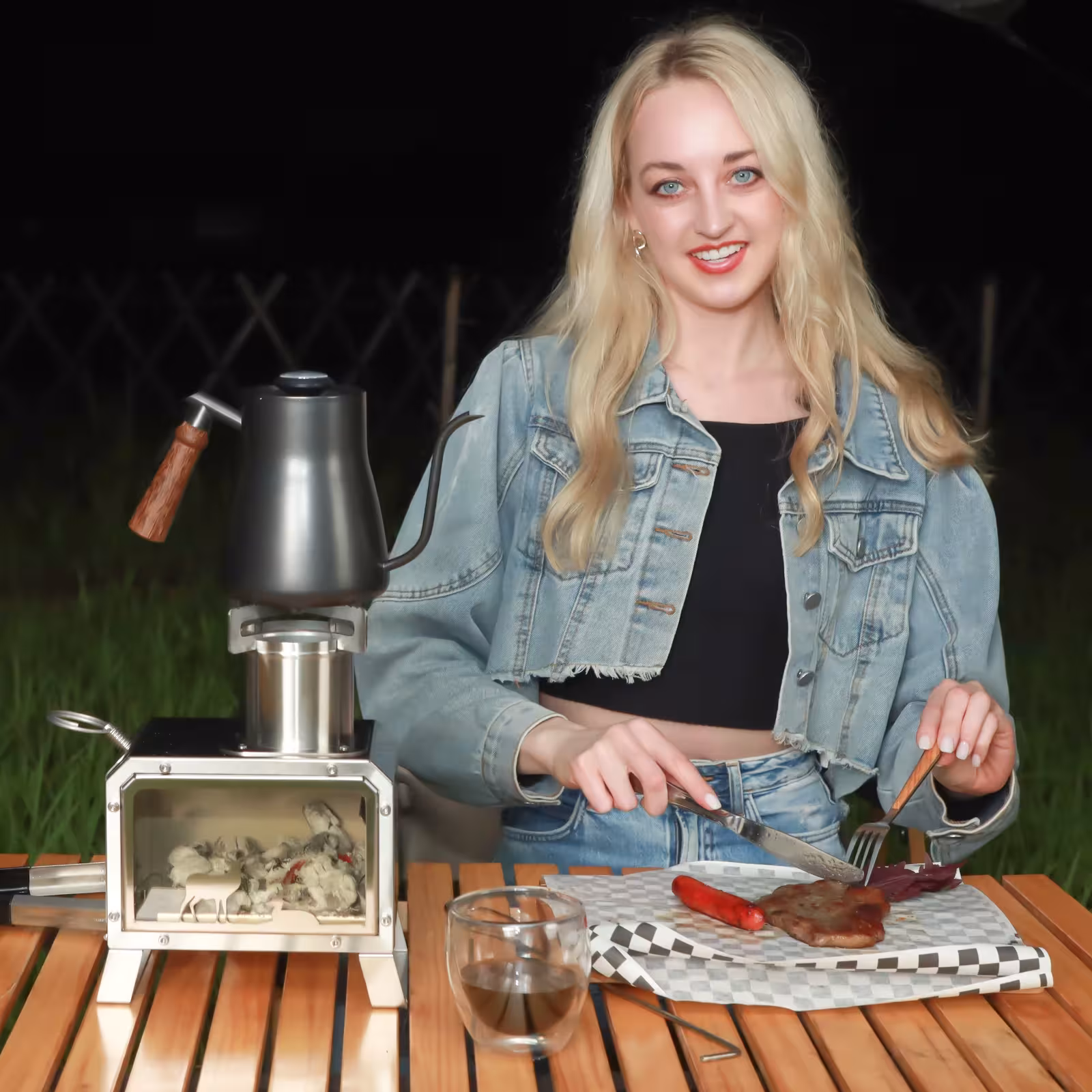 malkinė krosnelė stovyklavimui