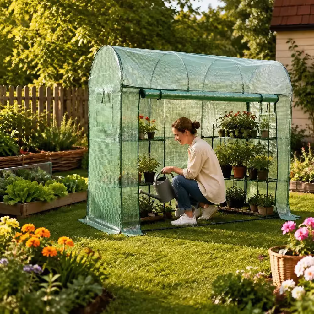 Serra con porta a zip, 200 x 80 x 170 cm, per il giardino