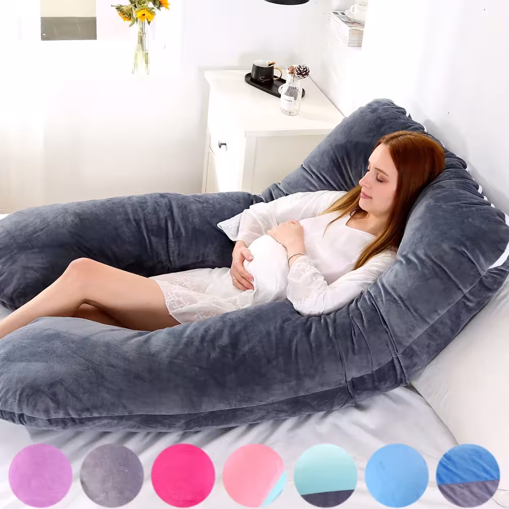 Almohada de 120x70 cm para embarazadas, almohada suave en forma de U para lactancia y descanso.
