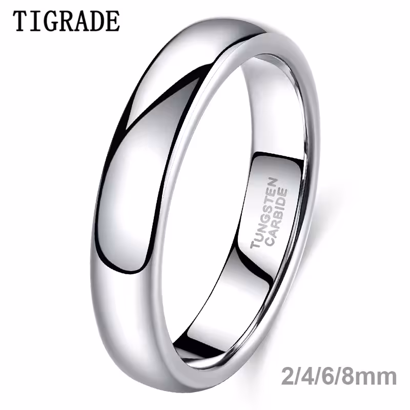 Anello nuziale classico Tigrade in carburo di tungsteno, disponibile nelle larghezze di 2/4/6/8 mm