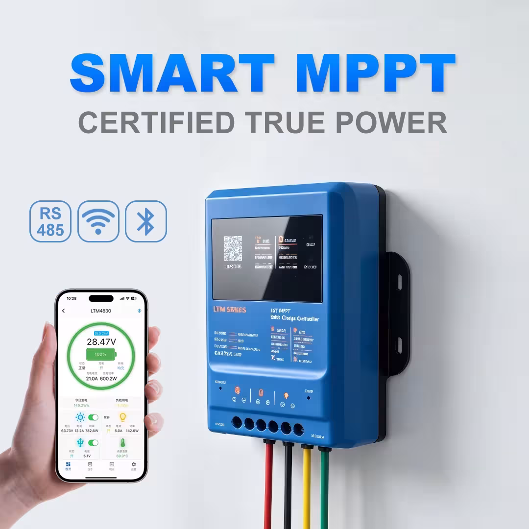 Išmanus MPPT saulės įkroviklio valdiklis 30A/40A, 12V/24V/36V/48V, WiFi/Bluetooth APP