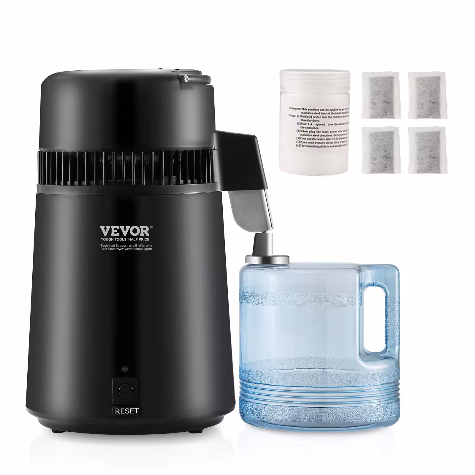 SucceBuy vandens distiliatorius 4L, 750W, nerūdijančio plieno vidus, namams ir biurui