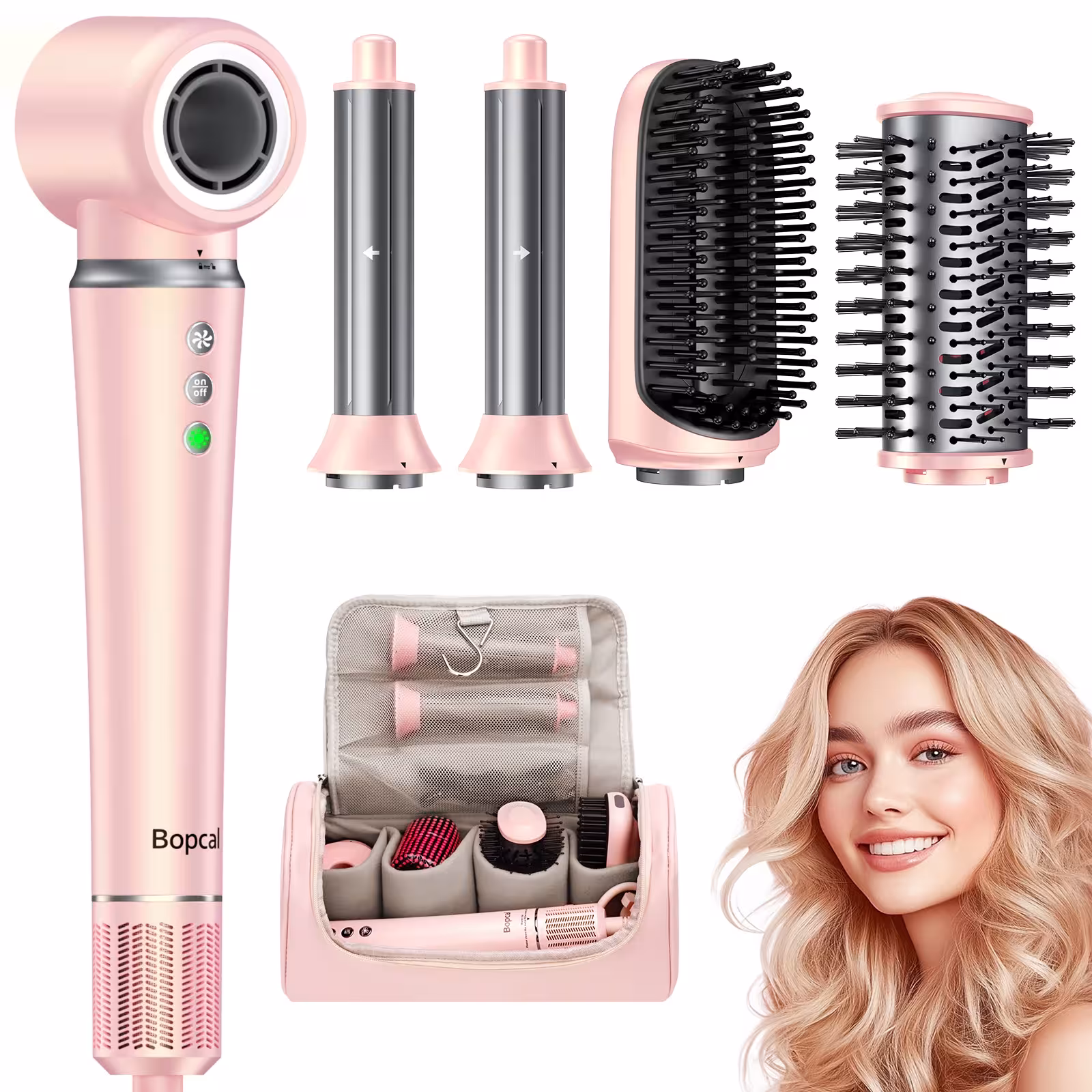 Asciugacapelli 5 in 1 con accessori per lo styling e confezione regalo