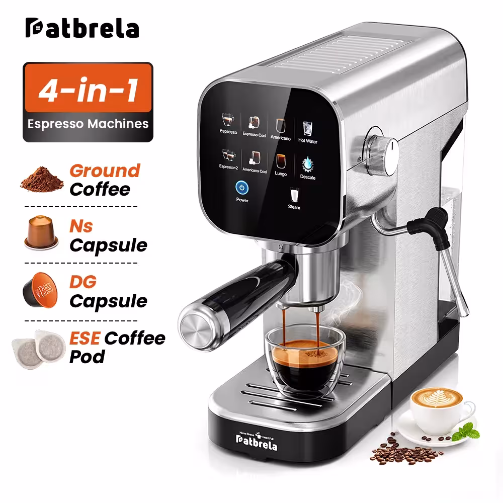Macchina da caffè espresso semiautomatica Patbrela da 20 bar con sistema per caffè caldo e freddo