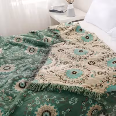 Textile City Cotton Gauze Calendula Jacquard Throw Blanket Home Loveseat Sofa Towel Four Seasons Slipcovers Sofa Cover Bedspread 1