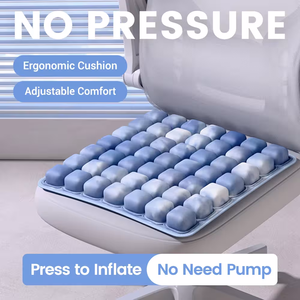 3D ergonomic inflatable cushion for car and office chair, adjustable