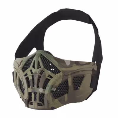 Tactical Airsoft Half Face Mask Inner Silicone Design Breathable Halloween Mesh Masks for CS Hunting Paintball Shooting Cosplay 1