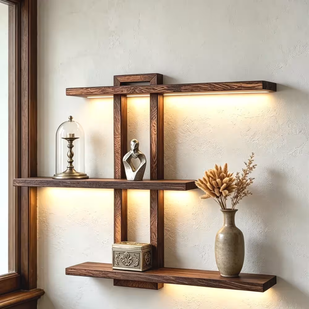 Three-tier wall shelf