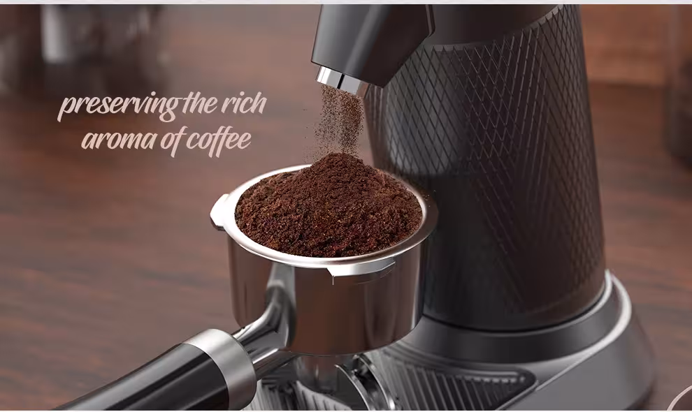 Electric coffee grinder with conical burrs