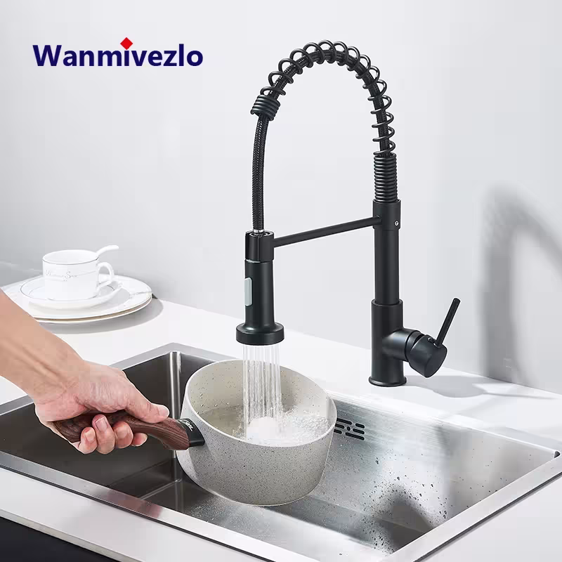 Robinet de cuisine extractible avec douchette pour eau froide et chaude