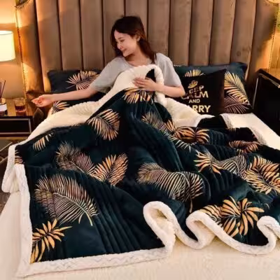 Soft Fluffy Warm Winter Blanket Thicken Lamb's Wool Autumn Warmth Blankets for Bed Milk Velvet Comfortable Sofa Blanket Throw 1