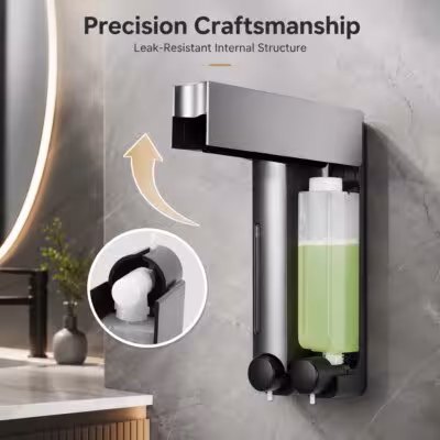 Dispensador doble de jabón de pared para baño de 480ML, para gel de ducha y champú