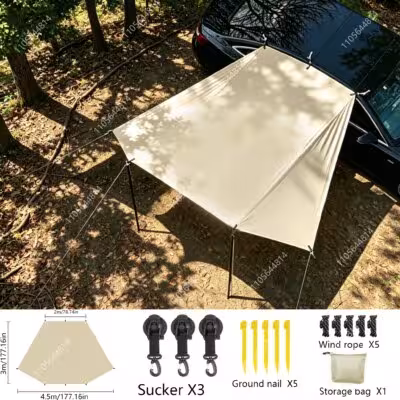 Toldo lateral para coche en forma de burbuja, con revestimiento plateado, que protege contra los rayos UV y el agua, ideal para SUVs, autocaravanas y camionetas.