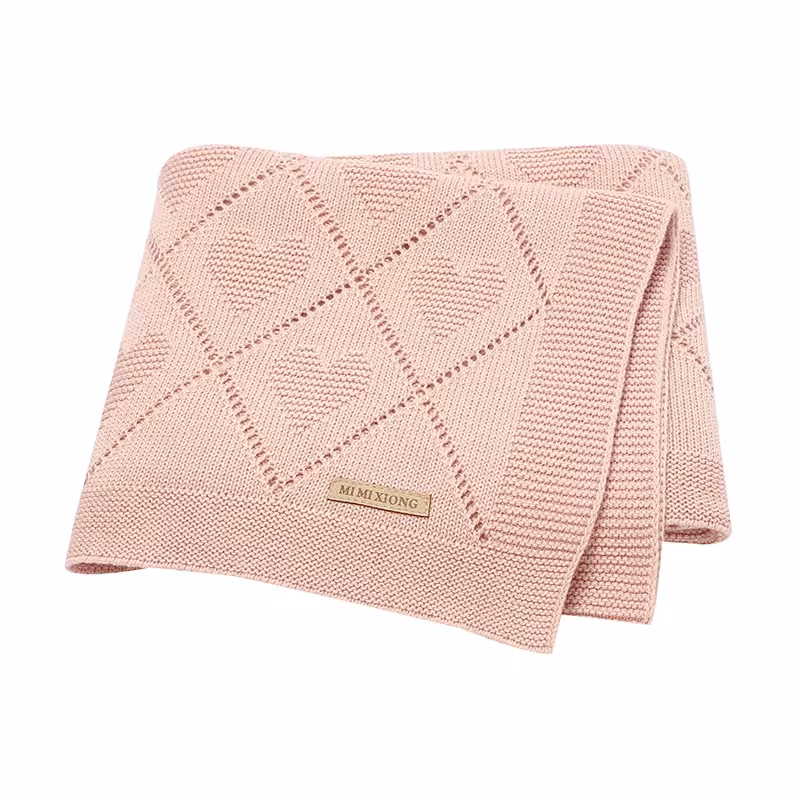 Coperta morbida per neonati, coperta avvolgente in cotone lavorata a maglia 90x70cm