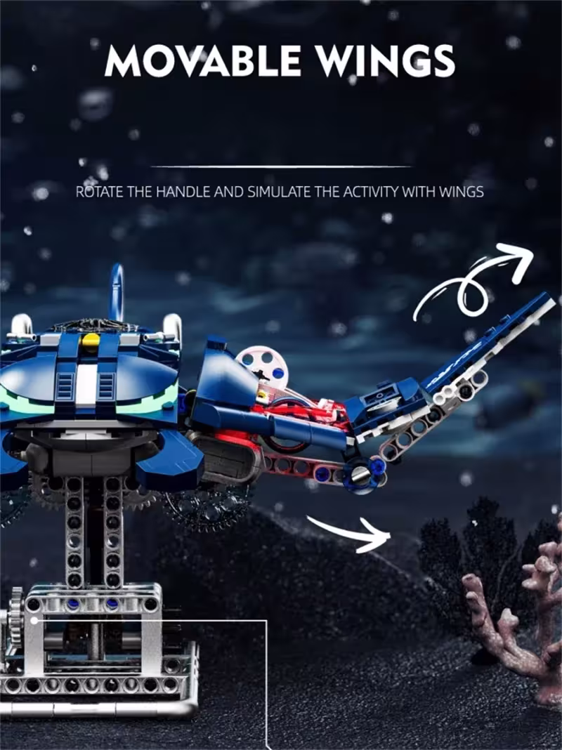robot pesce raia realizzato con mattoncini da costruzione